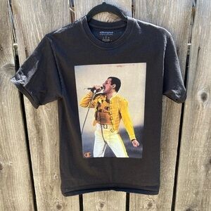 Men's Champion x Queen T-Shirt Black Freddy Mercury S Crew Cotton 80s Music Icon